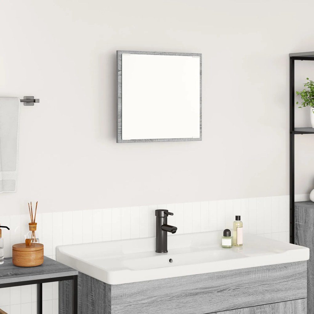 vidaXL LED Καθρέφτης Μπάνιου Γκρι Σοναμά 40x8.5x37 εκ Επεξεργασμένο Ξύλο