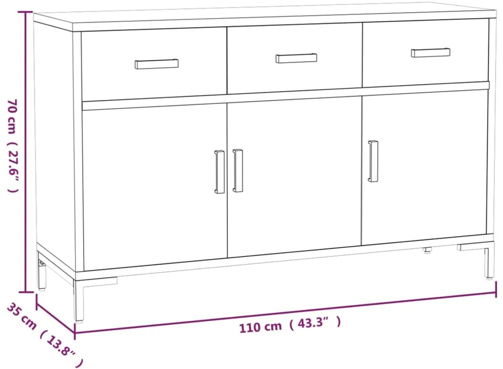 vidaXL Ντουλάπι Καφέ 110 x 35 x 70 εκ. από Μασίφ Ξύλο Πεύκου