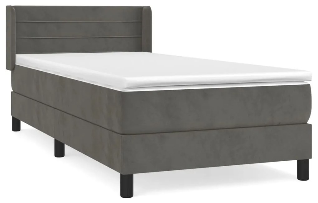 ΚΡΕΒΑΤΙ BOXSPRING ΜΕ ΣΤΡΩΜΑ ΣΚΟΥΡΟ ΓΚΡΙ 90X190 ΕΚ. ΒΕΛΟΥΔΙΝΟ 3130992