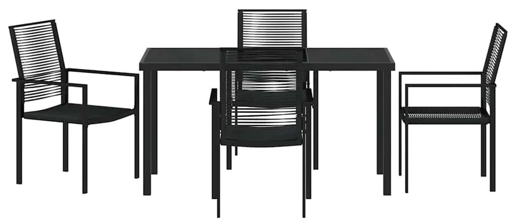 vidaXL Σέτ φαγητού για κήπο 5 pcs Μαύρο Χάλυβας με επίστρωση πούδρας