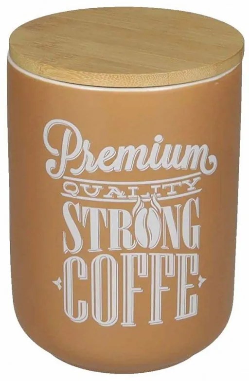 Βάζο Αποθήκευσης Καφέ Premium Coffee 53843 650ml Brown Brandani Porcelain,Bamboo