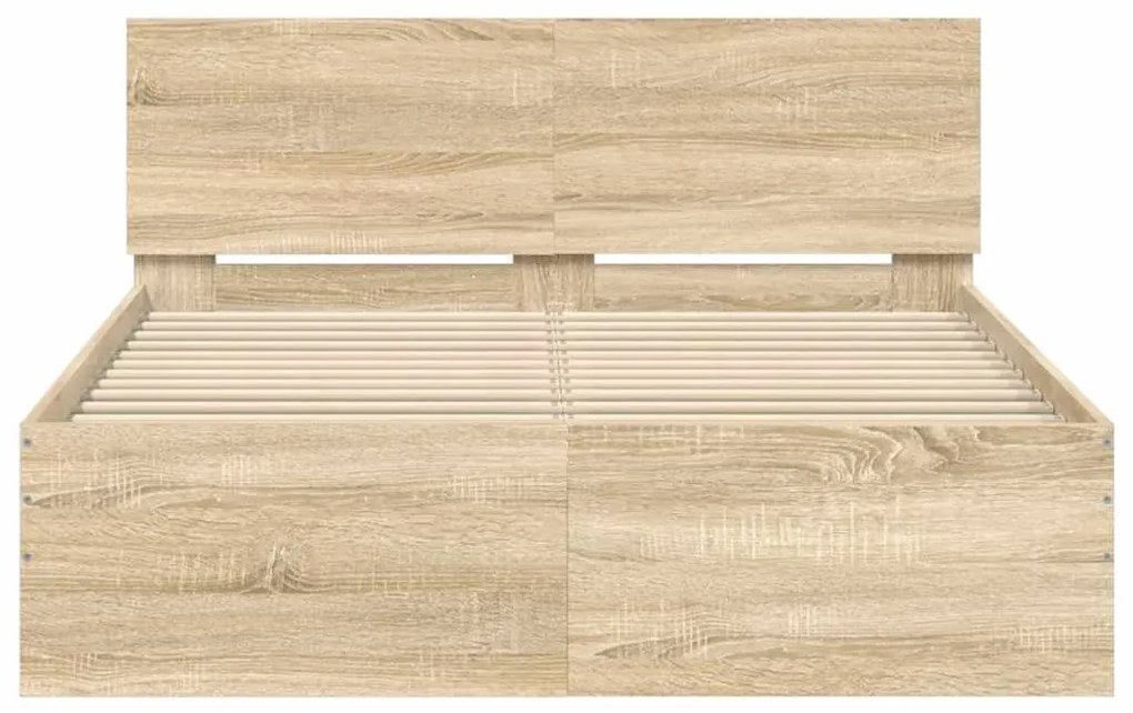 vidaXL Πλαίσιο Κρεβατιού με Κεφαλάρι Sonoma Δρυς 135x190 εκ.