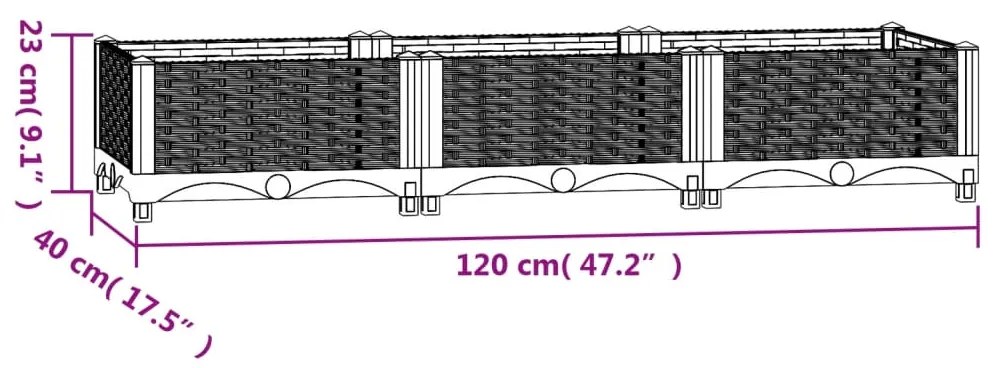 vidaXL Ζαρντινιέρα 120 x 40 x 23 εκ. από Πολυπροπυλένιο