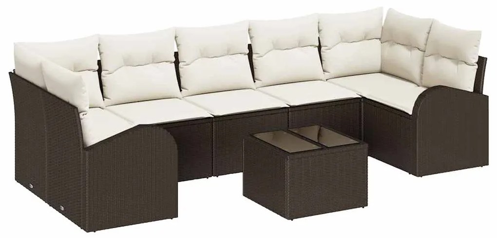 vidaXL Σετ Καναπέ Κήπου 8 pcs Καφέ 55 x 55 x 37 εκ συνθετικό ρατάν