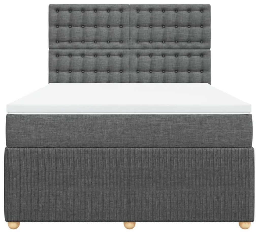 vidaXL Κρεβάτι Boxspring με Στρώμα Σκούρο Γκρι 140x190 εκ. Υφασμάτινο