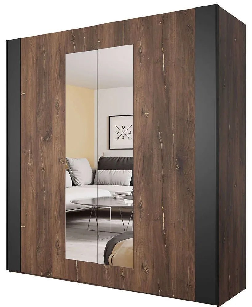 Ντουλάπα Δίφυλλη Συρόμενη Sigon 162422039 200x64x213cm Brown-Black Δίφυλλη