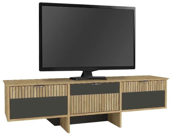 Έπιπλο τηλεόρασης Venita Megapap χρώμα sapphire oak - ανθρακί 150x35x45,3εκ.