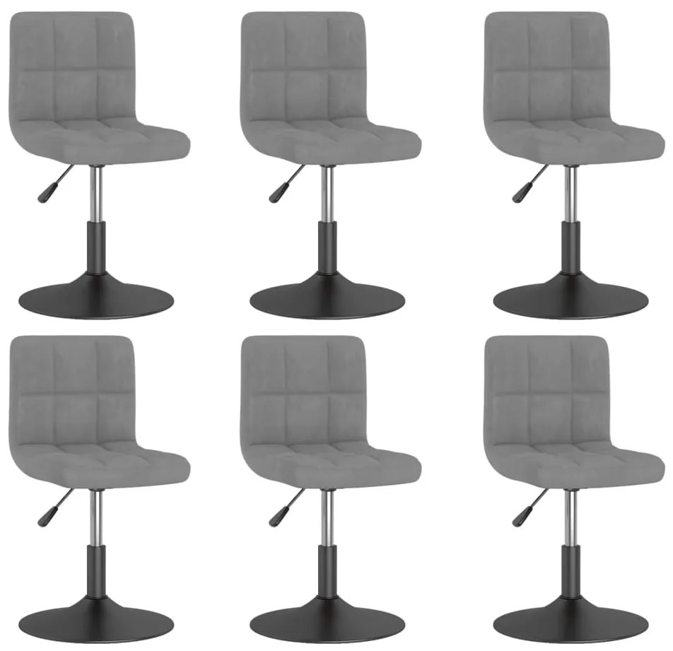 vidaXL Καρέκλες Τραπεζαρίας Περιστρεφόμενες 6 τεμ. Αν. Γκρι Βελούδινες