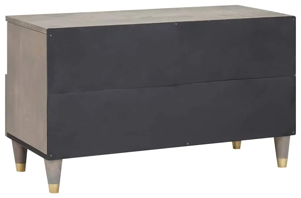 vidaXL Ντουλάπι TV Γκρι και Χρυσό 80 x 33.5 x 46 εκ. Μασίφ ξύλο μάνγκο