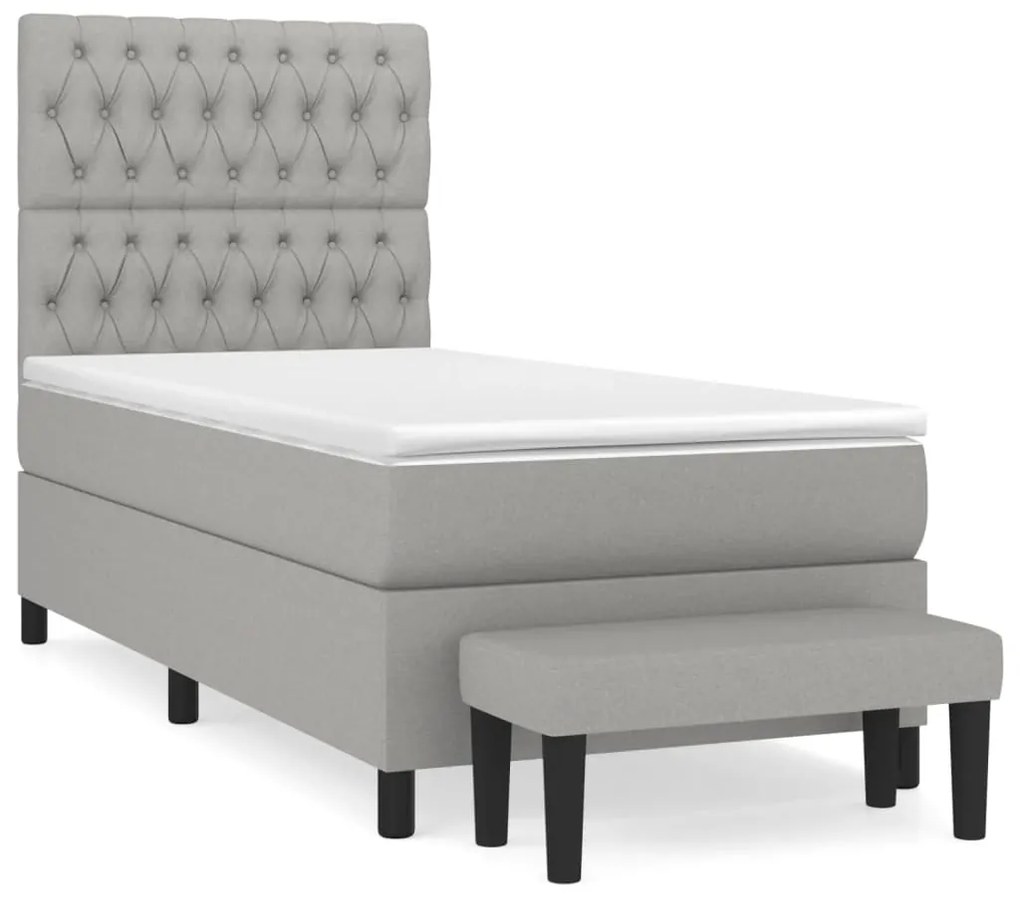 ΚΡΕΒΑΤΙ BOXSPRING ΜΕ ΣΤΡΩΜΑ ΑΝΟΙΧΤΟ ΓΚΡΙ 90X190 ΕΚ. ΥΦΑΣΜΑΤΙΝΟ 3136797