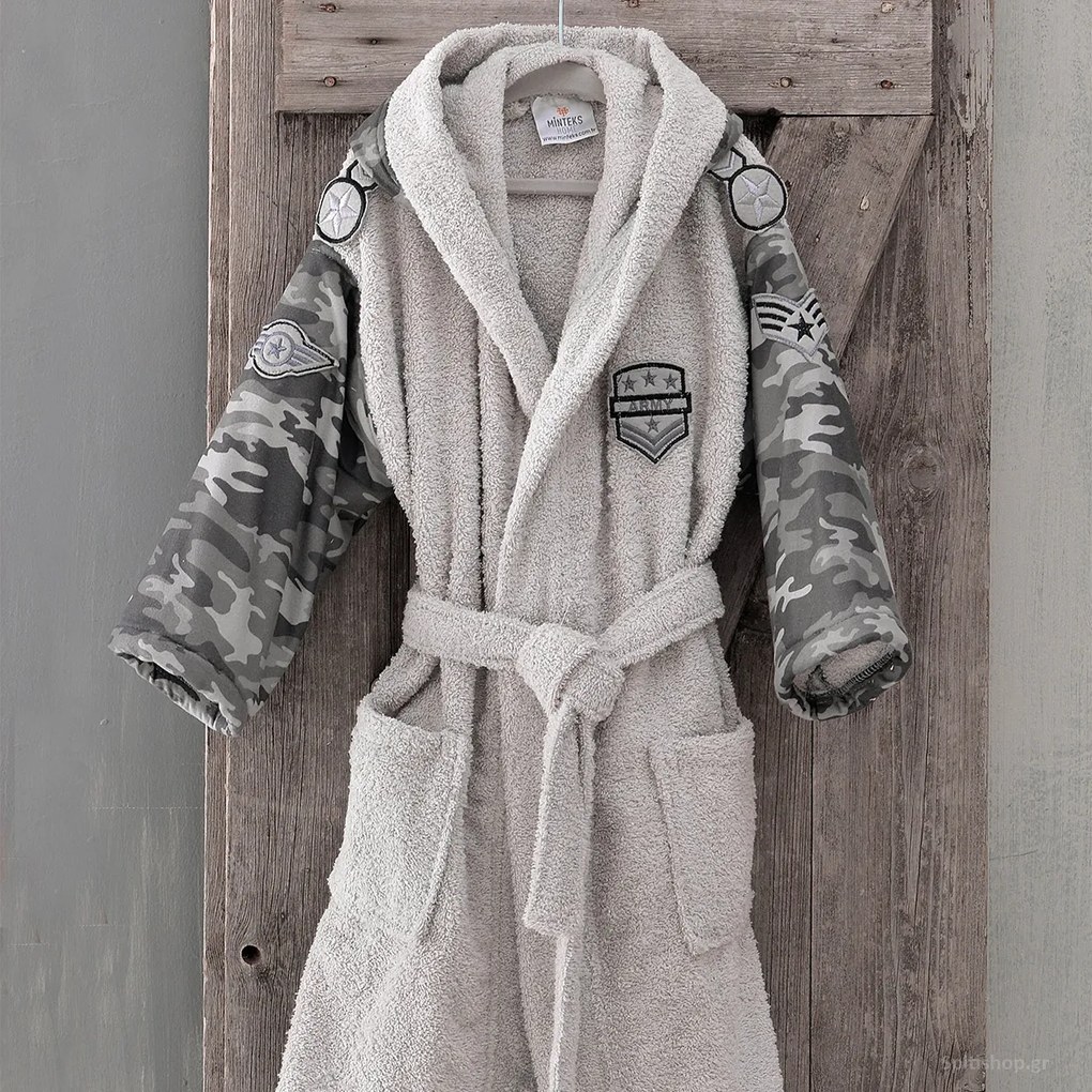 Παιδικό Μπουρνούζι Rythmos Army Grey Γκρι No3-4