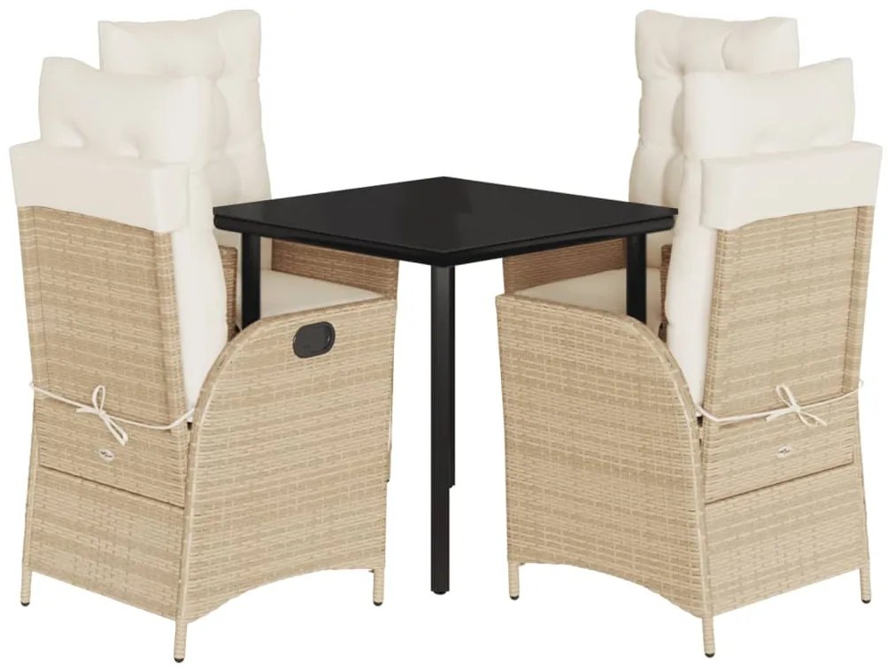 vidaXL Σετ Τραπεζαρίας Κήπου 5 τεμ. Μπεζ Συνθετικό Ρατάν με Μαξιλάρι