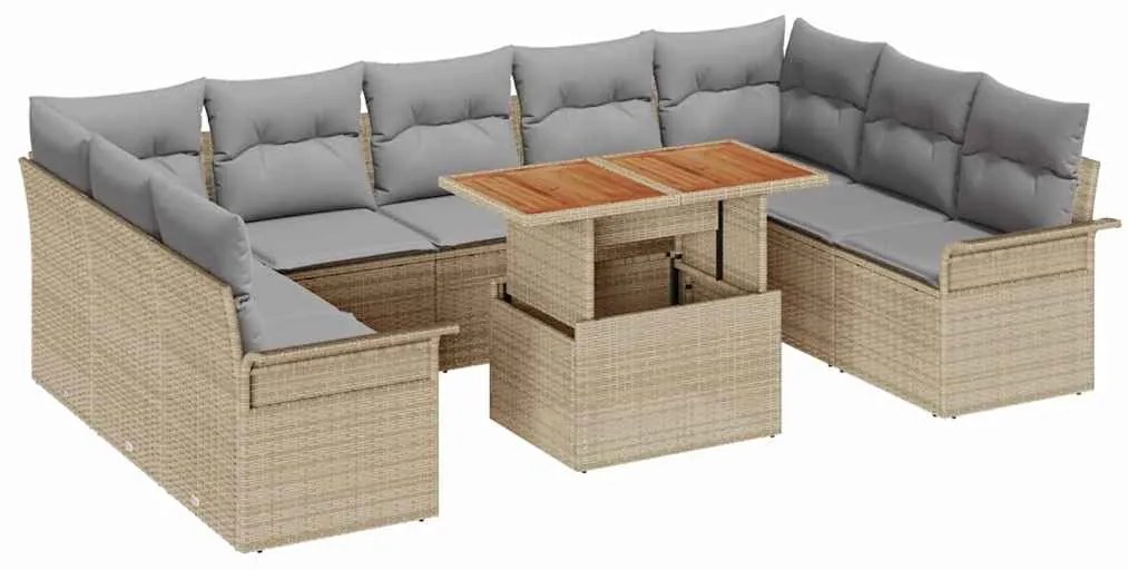 vidaXL Σετ Καναπέ Κήπου 10 pcs μπεζ και ανοιχτό γκρι 100 x 55 x 73 εκ