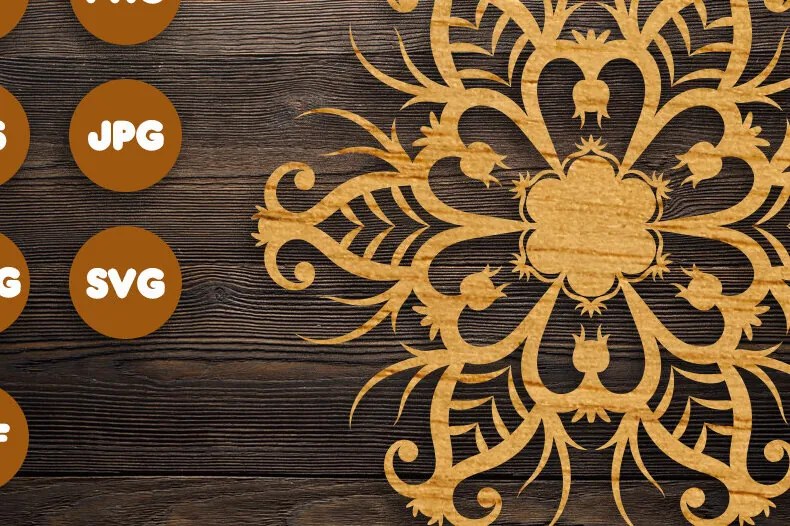 Σετ των 2 Intra απο ξύλο plywood 3mm-4mm πάχος 3D Floral Mandala για Cricut Δίασταση 30x30 cm INTRAFABR-98434436