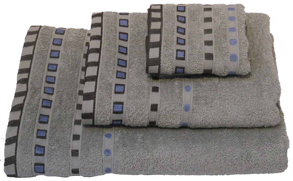 Πετσέτα ΚΟΜΒΟΣ Πεννιέ 450γρ/μ2 Πουά Ζακάρ Γκρι Προσώπου 50x90