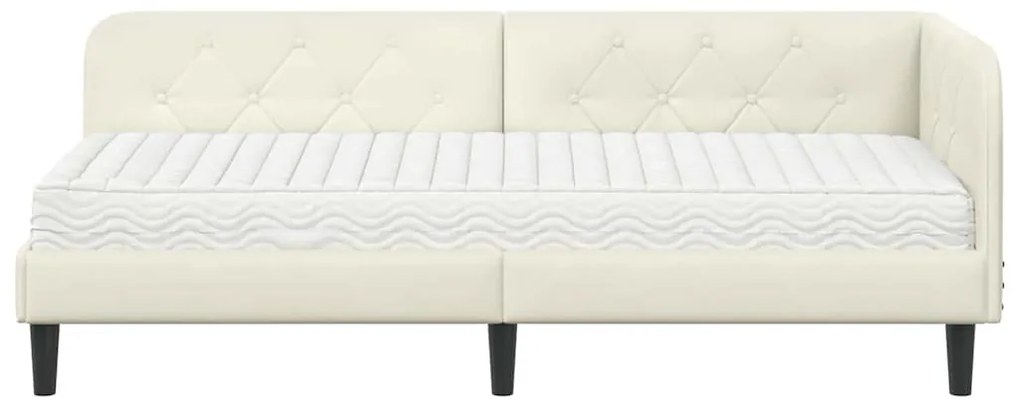 vidaXL Κρεβάτι Γωνίας με στρώμα με κεφαλάρι Κρεμ 80 x 200 cm Βελούδο