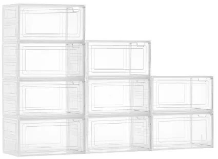 VEVOR Shoe Storage Boxes 9PCS Stackable Shoe Boxes US Size 13 Transparent White