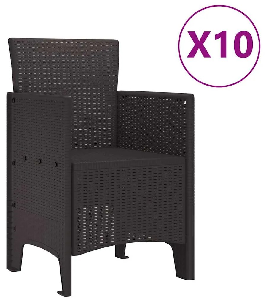 vidaXL Σέτ φαγητού για κήπο 11 pcs Καφέ Rattan Polt