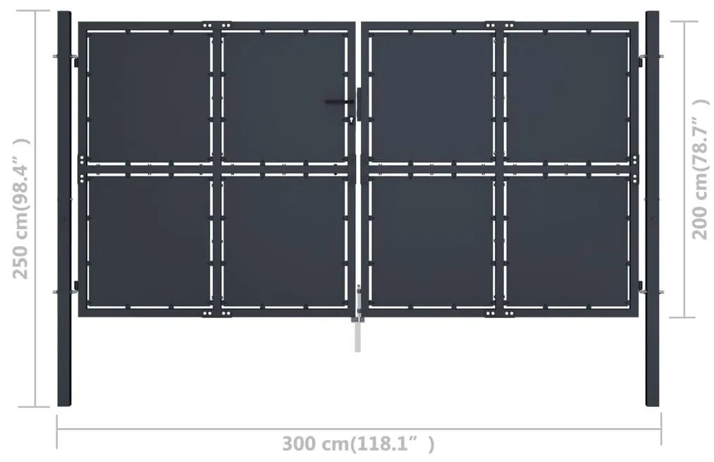 vidaXL Πόρτα Περίφραξης Κήπου Ανθρακί 300 x 200 εκ. Ατσάλινη