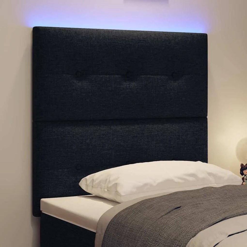 vidaXL LED Κεφαλάρι με φώτα λωρίδας LED με κεφαλάρι Μαύρο 80 cm ύφασμα