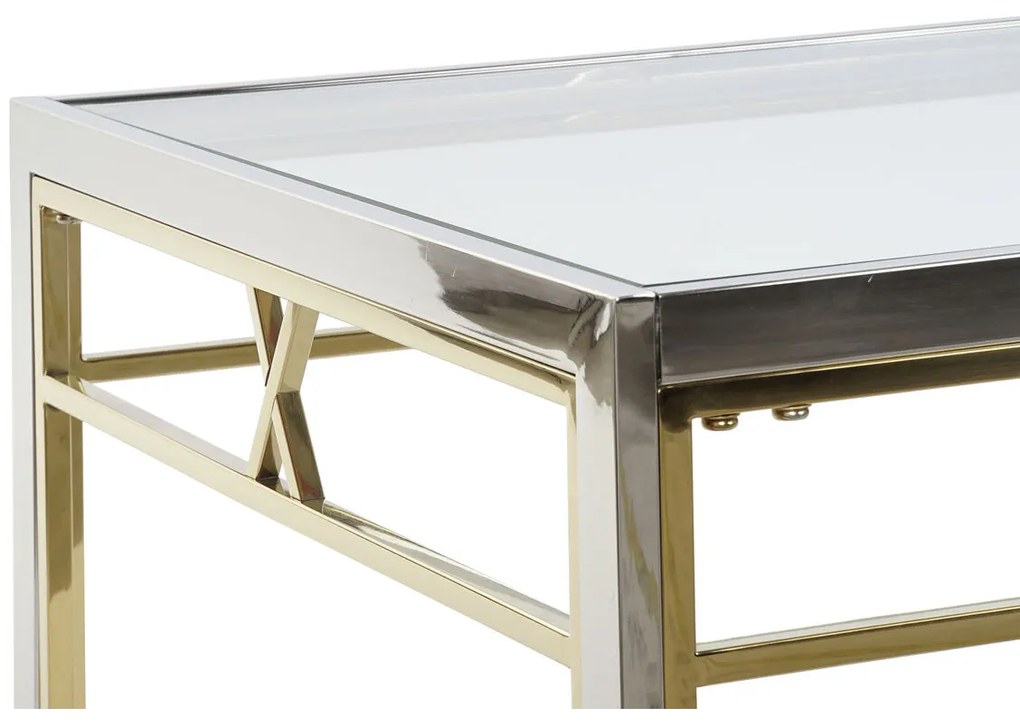 Βοηθητικό Τραπέζι DKD Home Decor Κρυστάλλινο Χάλυβας Ασημί (110 x 60 x 40 cm)