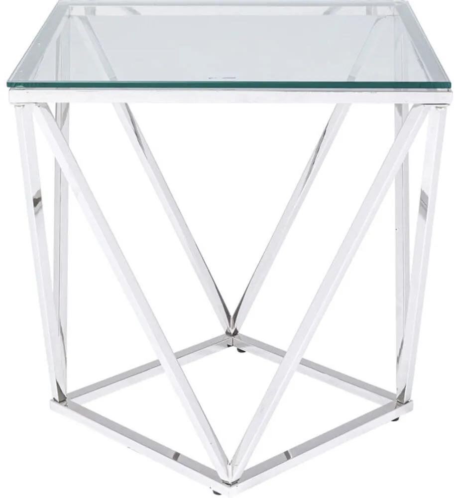 Βοηθητικό Τραπέζι Cristallo Ασημί  50x50x55εκ - Ασημί