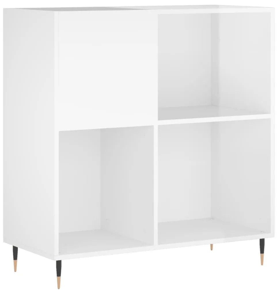 vidaXL Δισκοθήκη Γυαλιστερή Λευκή 84,5 x 38x 89 εκ. από Επεξεργ. Ξύλο