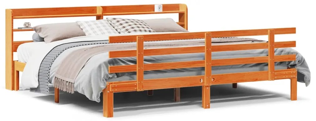 vidaXL Πλαίσιο Κρεβατιού με Κεφαλάρι 180x200 εκ Μασίφ Ξύλο Πεύκου
