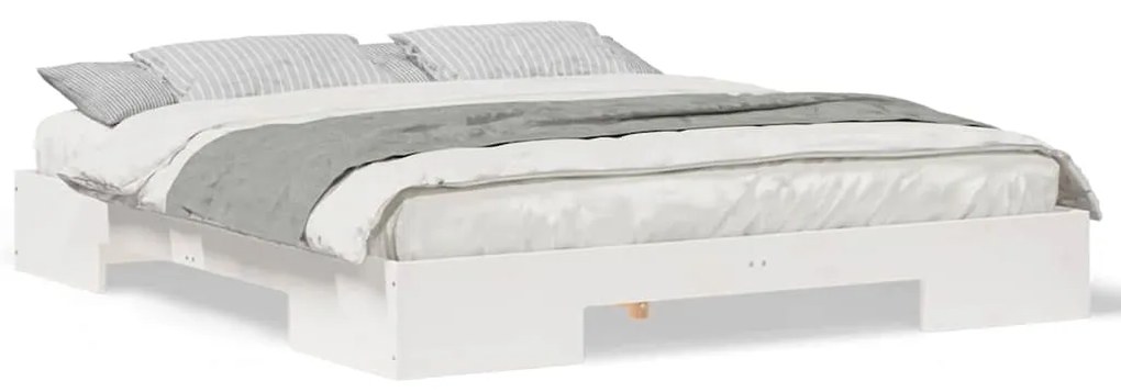 vidaXL Κρεβάτι δαπέδου Λευκό 180 x 200 cm Μασίφ ξύλο πεύκου