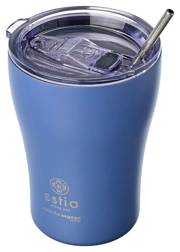 Θερμός Coffee Mug 350ml με Καλαμάκι ESTIA Save the Aegean Denim Blue