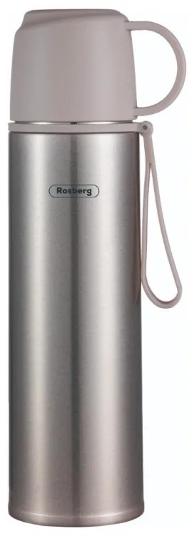 Θερμός Rosberg R52010F, 500 ml, Κύπελλο με καπάκι, Ανοξείδωτο, Γκρι