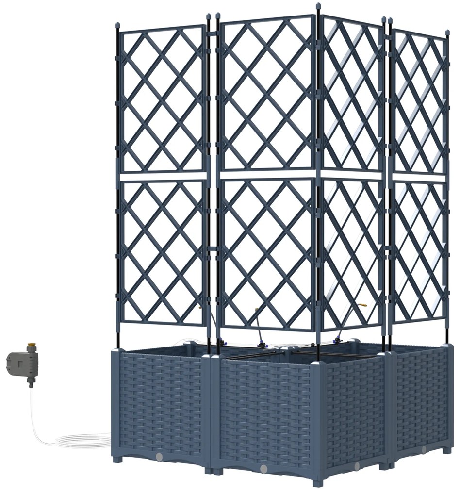 vidaXL Γλάστρες Κήπου 1 τεμ Καφασωτό Γκρι 80 x 80 x 142 cm Πλαστικό