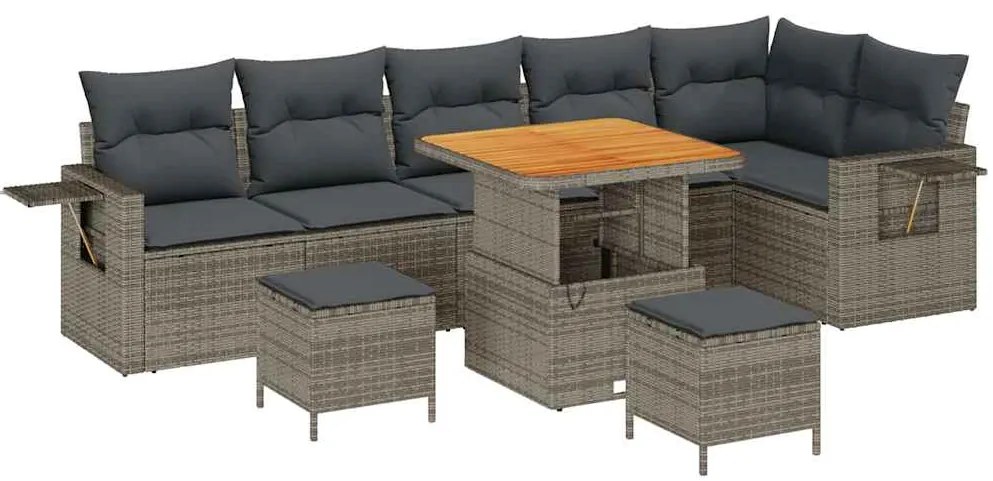 vidaXL Σετ Καναπέ Κήπου 9 pcs Γκρι συνθετικό ρατάν