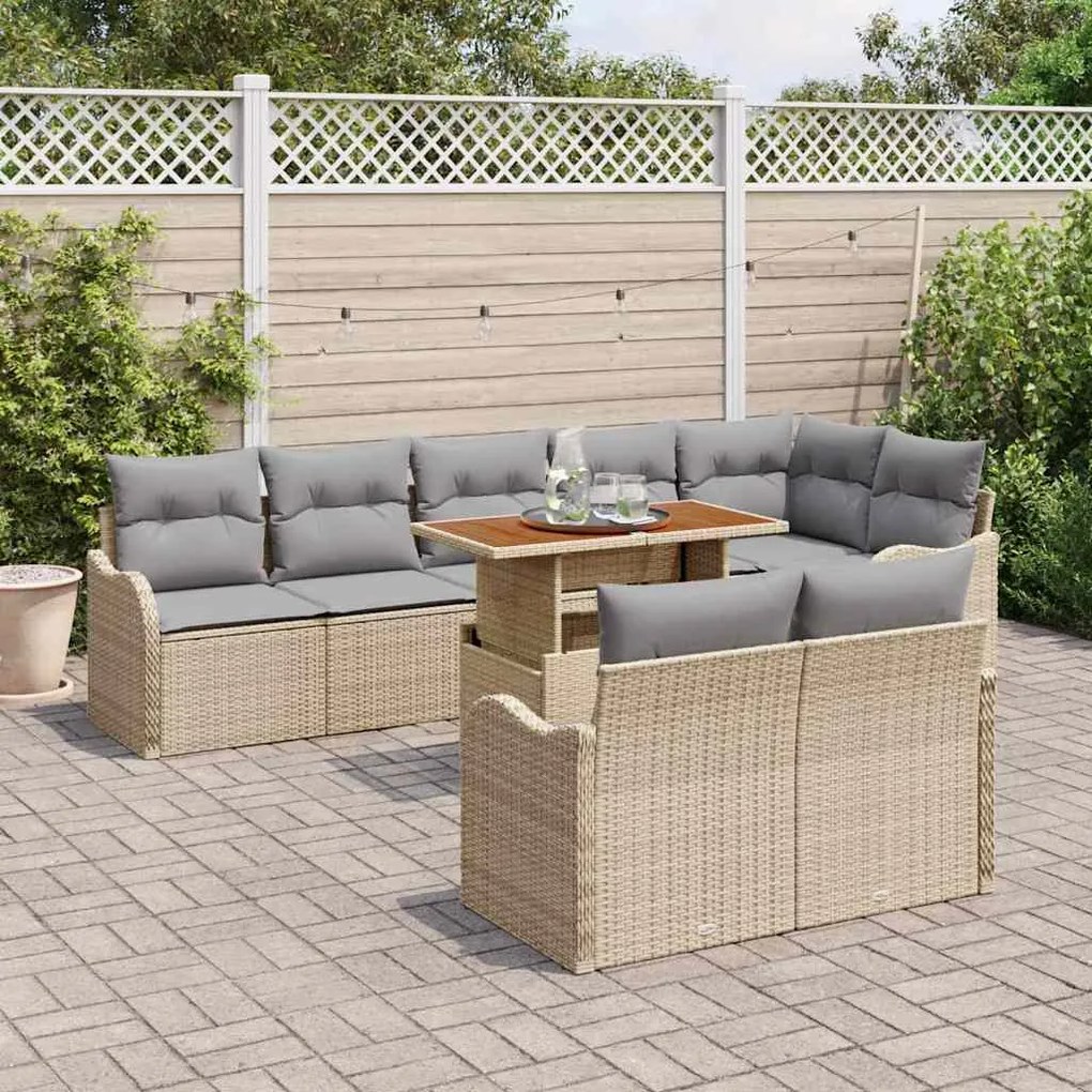 vidaXL Σετ Καναπέ Κήπου 9 pcs μπεζ και ανοιχτό γκρι 100 x 55 x 73 εκ