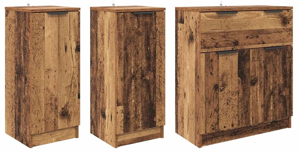 vidaXL Πλαϊνό γραφείο με συρτάρι 3 pcs Παλιό Ξύλο Επεξεργασμένο ξύλο