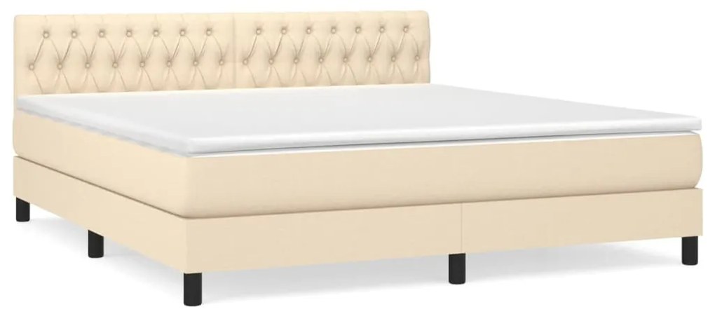 Κρεβάτι Boxspring με Στρώμα Κρεμ 180x200 εκ. Υφασμάτινο - Κρεμ