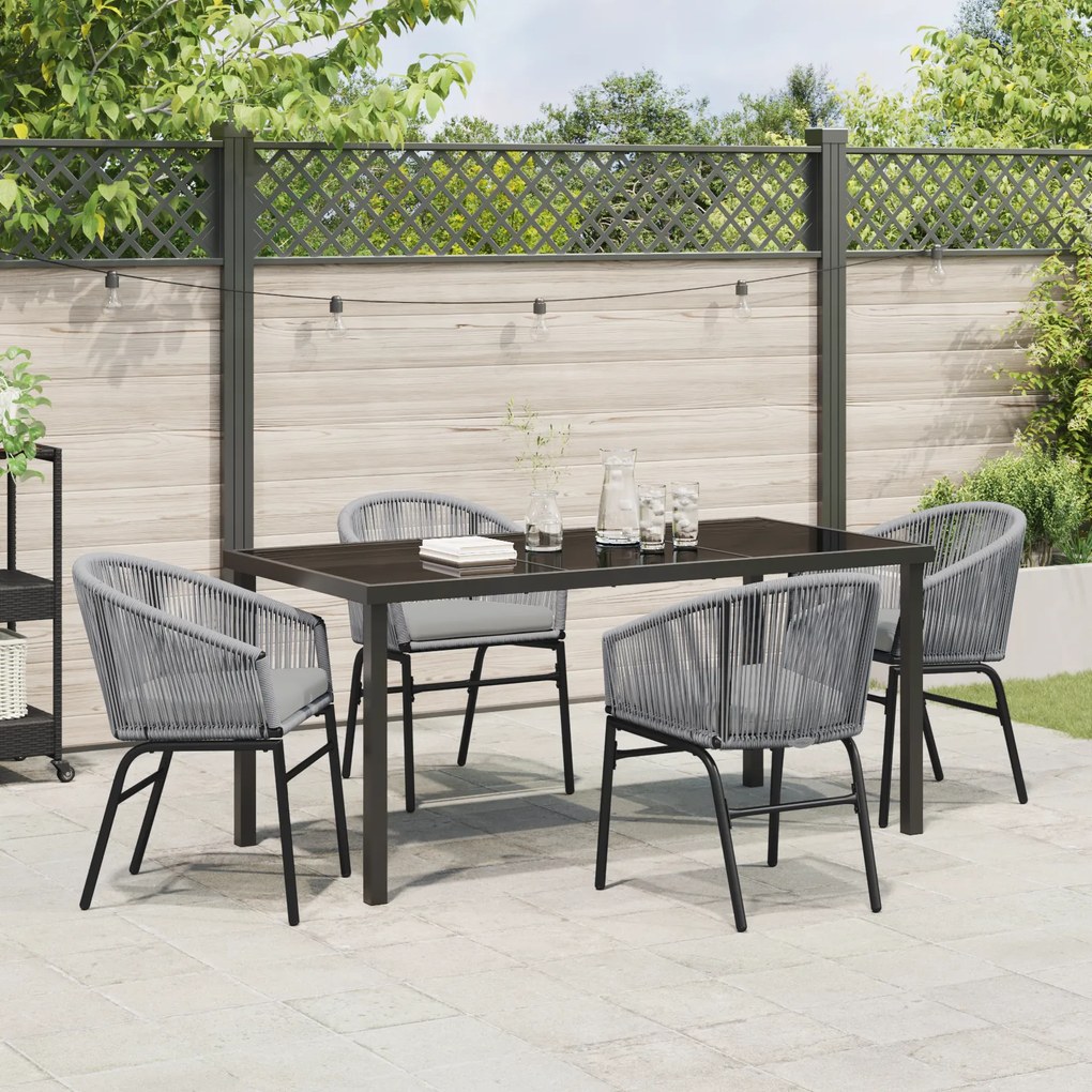 vidaXL Σετ 5 Τεμαχίων Έπιπλα Κήπου σε Γκρι Πολυ Rattan