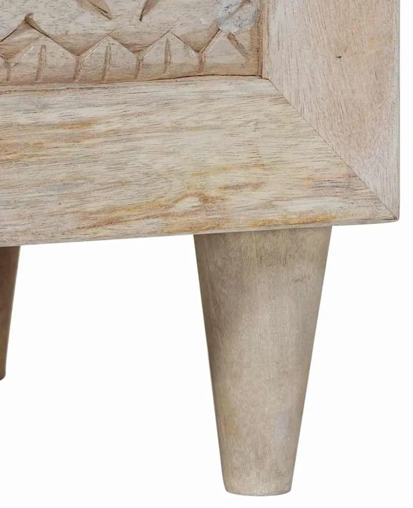 vidaXL Ντουλάπι TV με συρτάρι Λευκό 100 x 33 x 46 εκ Μασίφ ξύλο μάνγκο