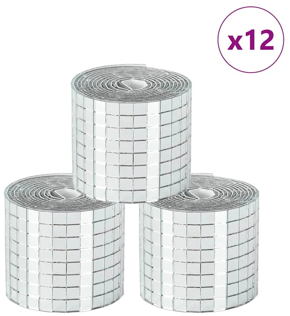 vidaXL Μωσαϊκό Καθρέπτη Γεωμετρικό 12 pcs Ασημί 100 x 4 εκ. Γυαλί