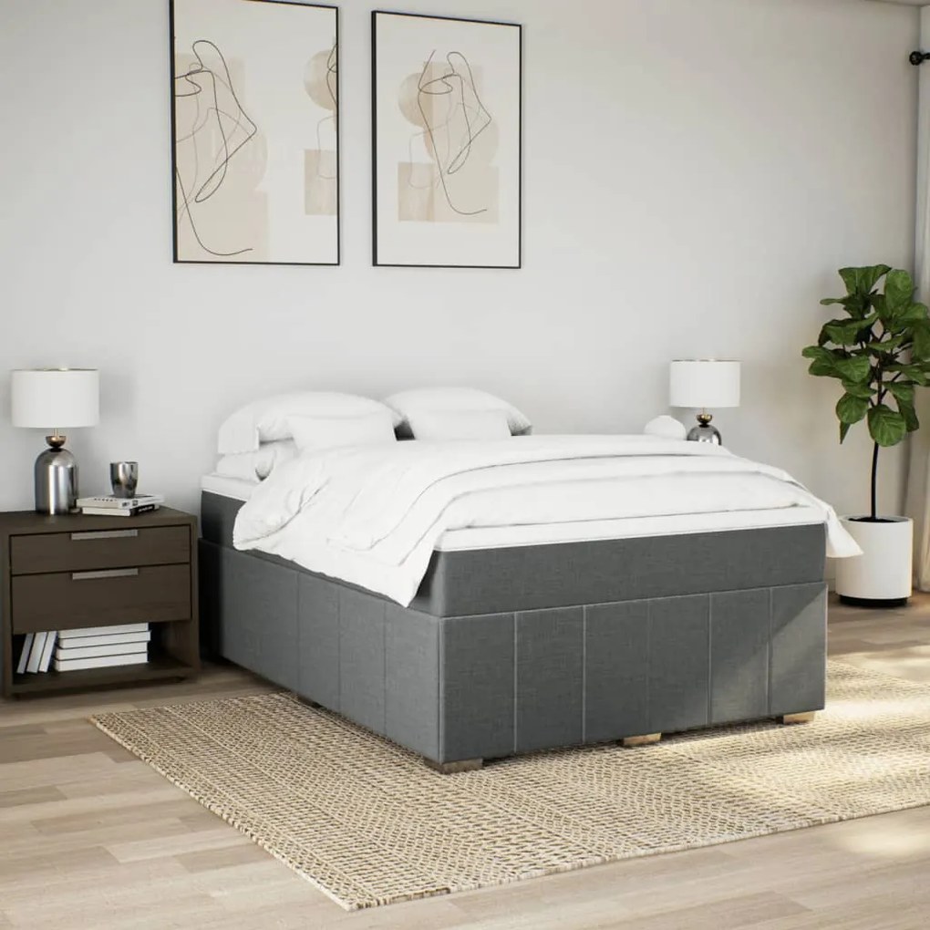 ΚΡΕΒΑΤΙ BOXSPRING ΜΕ ΣΤΡΩΜΑ ΣΚΟΥΡΟ ΓΚΡΙ 160X200 ΕΚ ΥΦΑΣΜΑΤΙΝΟ 3285485