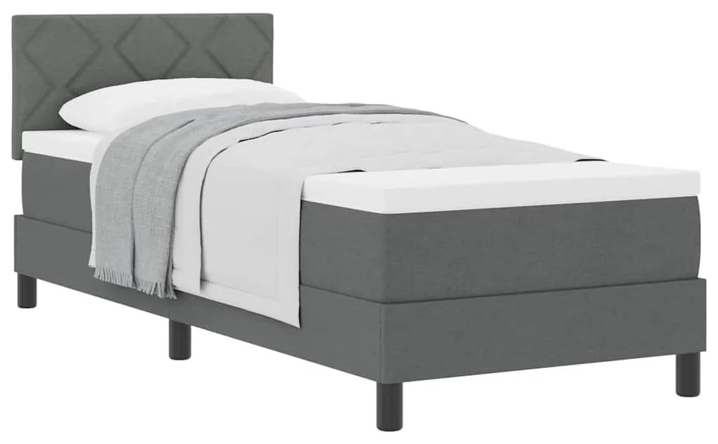 vidaXL Κρεβάτι box spring με στρώμα Σκούρο γκρι 80 x 200 cm ύφασμα