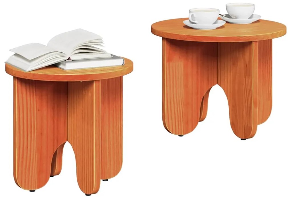 vidaXL Τραπεζάκι σαλονιού 2 pcs Κερωτό καφέ Μασίφ ξύλο πεύκου