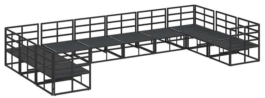 vidaXL Σετ Καναπέ Κήπου με μαξιλάρι 10 pcs Μαύρο Αλουμίνιο