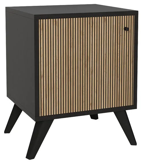 Κομοδίνο Flipter pakoworld μελαμίνης oak-μαύρο 40x40x55εκ