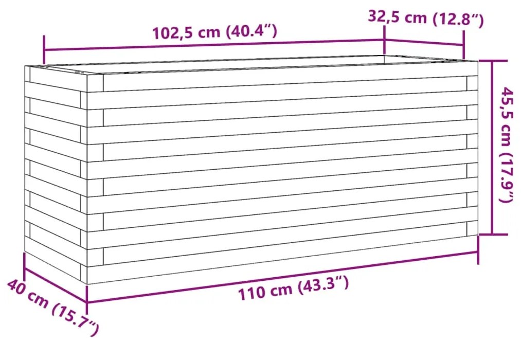 ΖΑΡΝΤΙΝΙΕΡΑ ΚΗΠΟΥ ΛΕΥΚΗ 110X40X45,5 ΕΚ. ΑΠΟ ΜΑΣΙΦ ΞΥΛΟ ΠΕΥΚΟΥ 847274