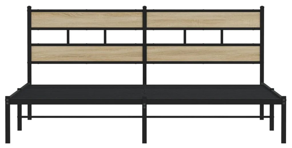 vidaXL Σκελετός Κρεβ. Χωρίς Στρώμα Sonoma Δρυς 193x203 εκ. Μεταλλικό