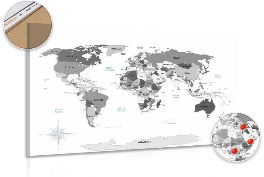 Εικόνα σε ασπρόμαυρο χάρτη από φελλό με μπλε αντίθεση - 90x60  wooden