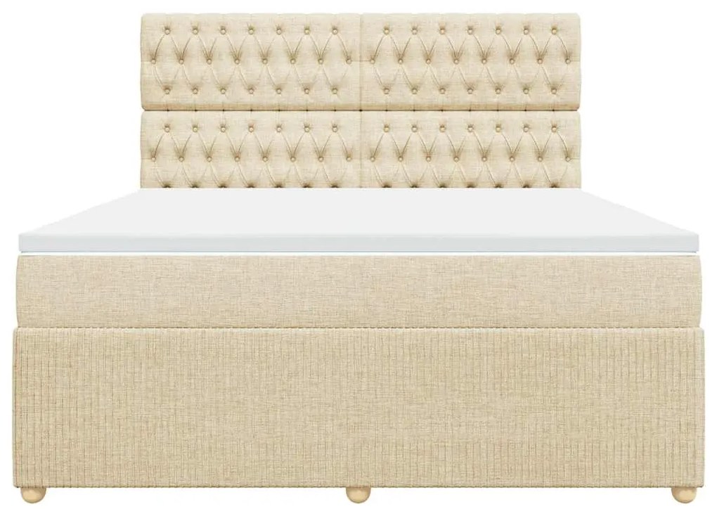 vidaXL Κρεβάτι Boxspring με Στρώμα Κρεμ 180x200 εκ. Υφασμάτινο