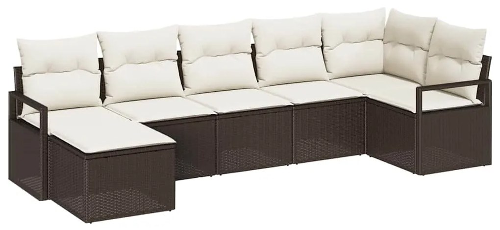 vidaXL Σετ Καναπέ Κήπου 7 pcs Καφέ Πολυ ράταν