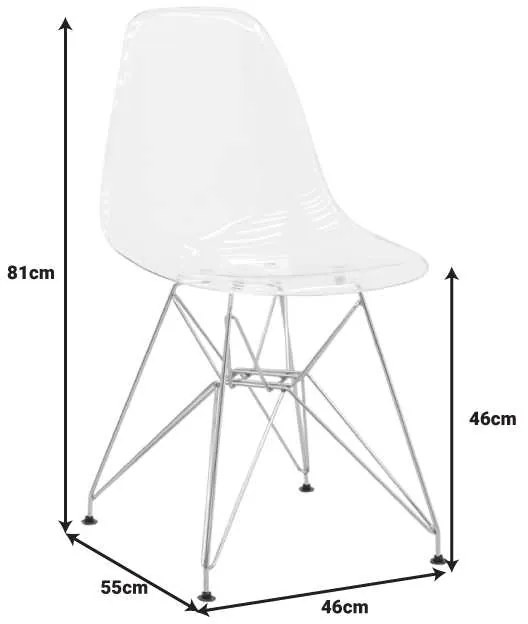 Καρέκλα Adelle pakoworld PP διάφανο-inox πόδι 46x55x81εκ